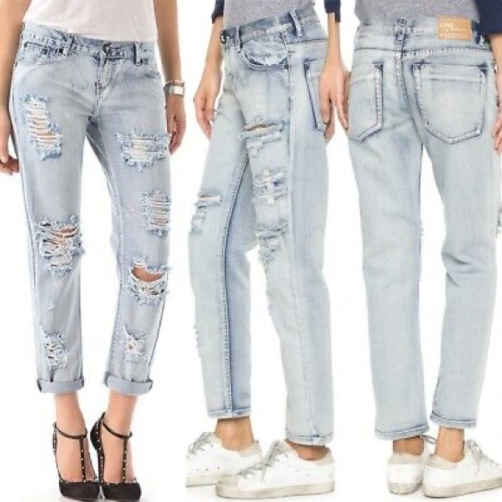ONE TEASPOON RIPPED BOYFRIEND JEANS